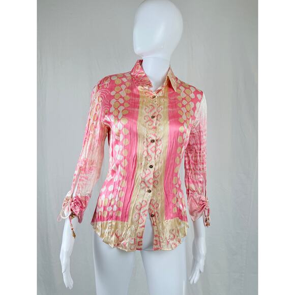 Y2K Roberto Cavalli vintage silk blouse size X - Picture 1 of 8